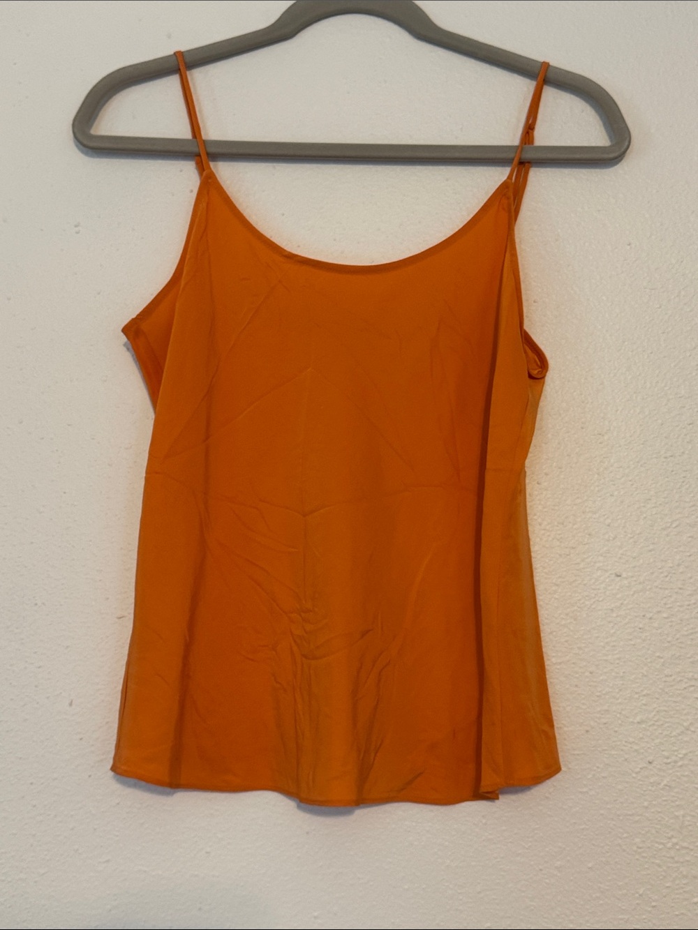 AYR 100% Silk Orange Spaghetti-Strap Cami Top